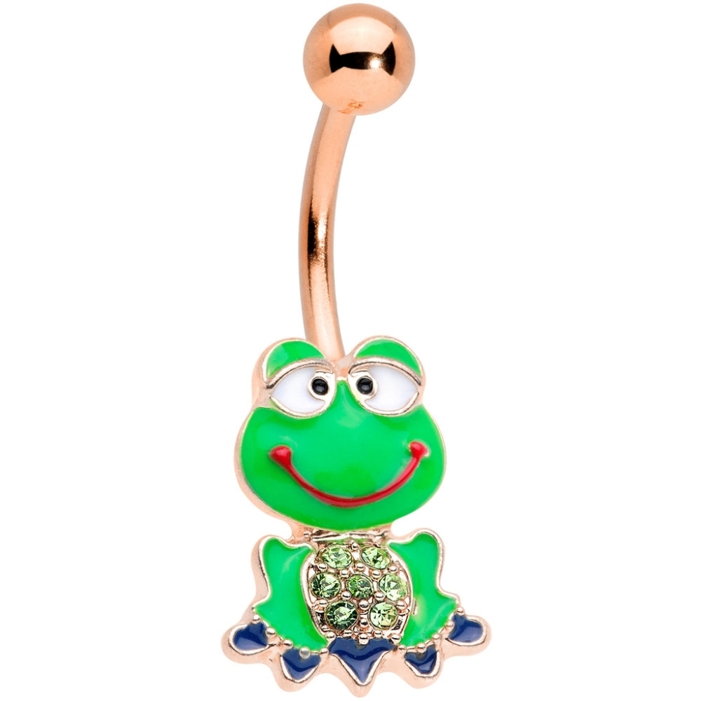 2/30$ Or 3/$35 NEW!BODY CANDY Silly Green‎ Frog Belly Button Ring-(#1,048)